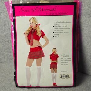 Seven Til Midnight Teachers Pet Schoolgirl Costume Plaid Skirt Sz L Red Top Sz L